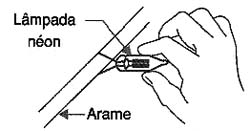 Acendimento da lâmpada de néon. 