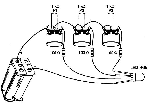 Circuito gerador de qualquer cor com LED RGB. 