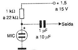 Uso do microfone de eletreto. 