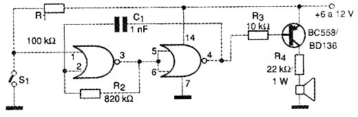 Oscilador de tom de 1 kHz. 