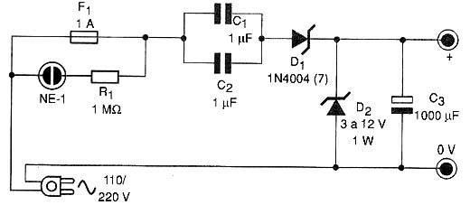 Diagrama da fonte sem transformador. 