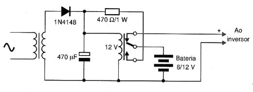 Circuito simples para ligar ao inversor com lâmpadas fluorescentes. 