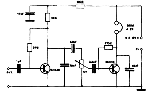  Amplificador com dois transistores BC548. 