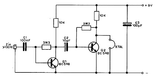  Amplificador para fones de cristal ou piezoelétricos. 