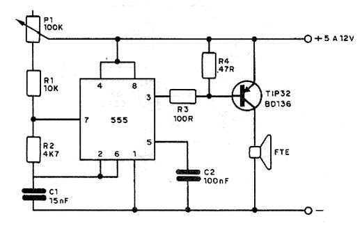 Oscilador de áudio com o 555.