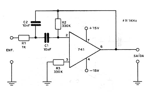 Filtro passa-faixa de 1kHz com 741 (2). 