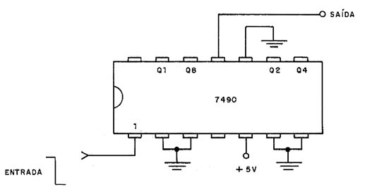 Divisor TTL por 5 com o 7490. 