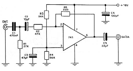  Pré-Amplificador com o 741 