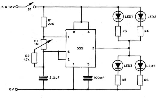  Duplo Sinalizador de LEDs com o 555 