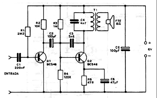  Etapa Amplificadora de Áudio Simples 