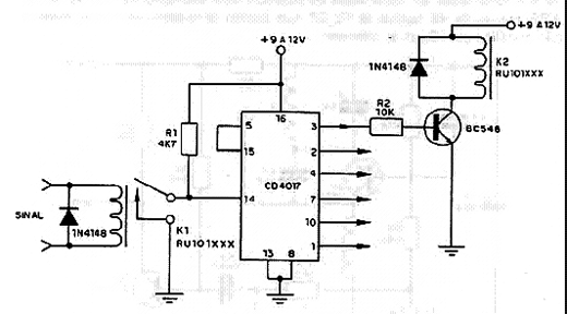  Controle Sequencial 4017 por Relé    