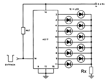  Contador 1-10 com o 4017 