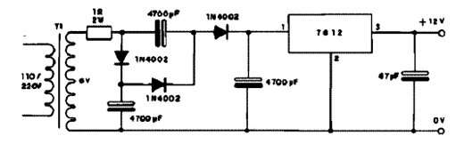  Fonte de 12 V com Transformador de 6 V  