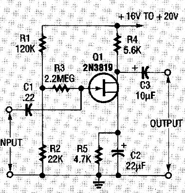  Pré-amplificador JFET de Fonte Comum 