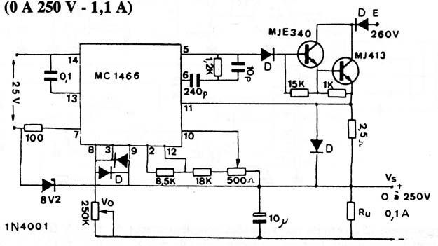 Regulador de Tensão de 0 a 250 V x 1 A
