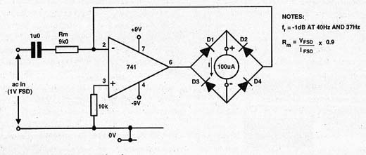 Voltímetro 1 V AC com o 741
