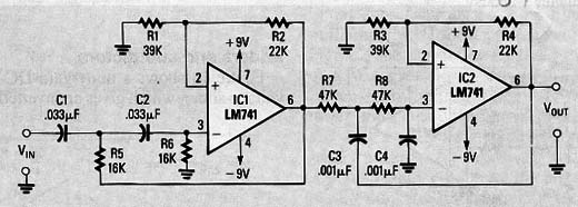 Filtro de Voz de 300 Hz a 3,4 kHz com o 741
