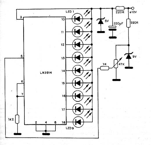  Bargraph de 12 V com o Lm<sup>3</sup>914 