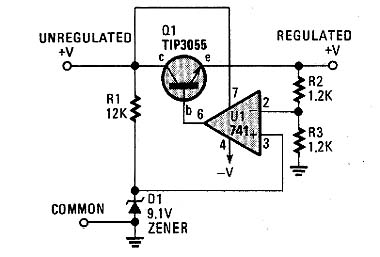  Regulador Fixo com 741 e 2N3055
