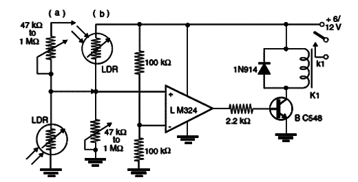 Relé de Luz ou Sombra Usando o LM324
