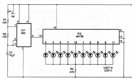 Sequencial de LEDs 4017
