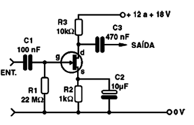 Pré Amplificador com JFET
