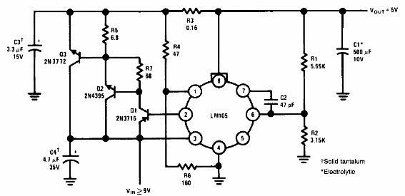  Regulador de 5 V x 10 A com o LM105 
