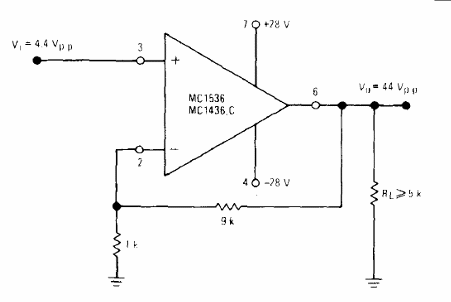  Amplificador Não Inversor Ganho 10 MC1436 
