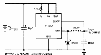  Conversor de 9 V para 5 V LT1175 
