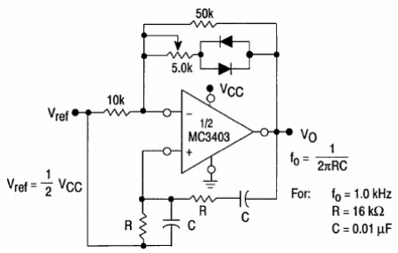  Oscilador de ponte de Wien MC3403 
