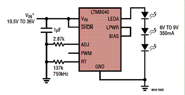  Circuito para 3 LEDs infravermelhos com 350 mA 