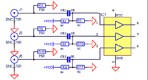 Trocando o resistor por um capacitor de 100 nF. 