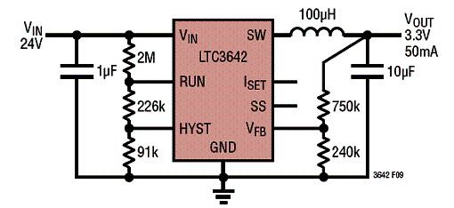 Redutor para 3,3 V x 50 mA 