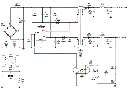 Diagrama completo da fonte de alimentação. 