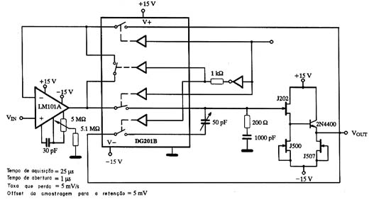 Circuito de amostragem e retenção.
