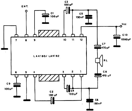 Circuito para aplicação mono (BTL).
