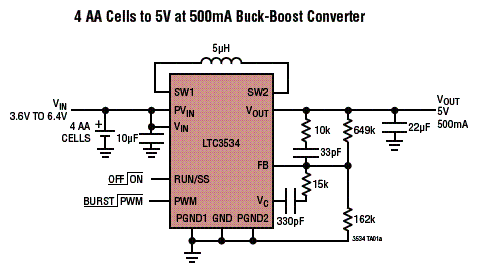 Figura 1 - Circuito de aplicação do LTC3534.
