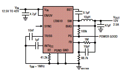 Figura 4 - Entrada de 13 V a 42 V e saída de 12 V 