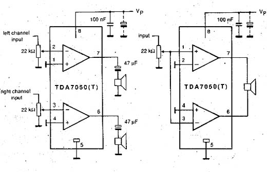 Circuito de aplicação do TDA7050 