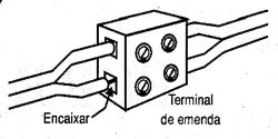Ponte de terminais com parafusos usada nas emendas de fios.