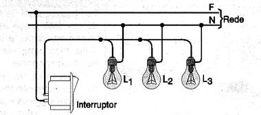 Controlando várias lâmpadas por um único interruptor. 