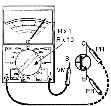 Verificação se o transistor é NPN ou PNP. 