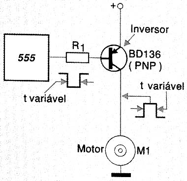 O 555 controlando um transsitor de potência. 