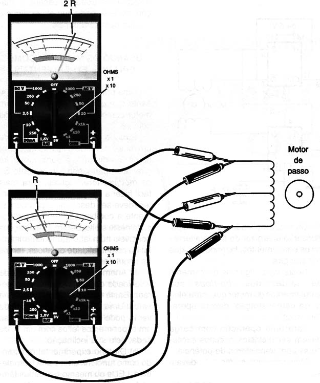 Identificando os enrolamentos do motor de passo.
