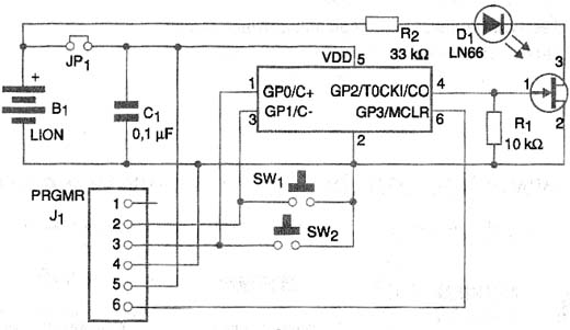  O circuito para o controle remoto. 