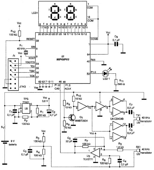 Diagrama completo da trena ultrasasônica. 