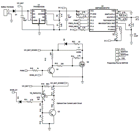 Figura 1 - Diagrama completo da buzina eletrônica da Texas Instruments
