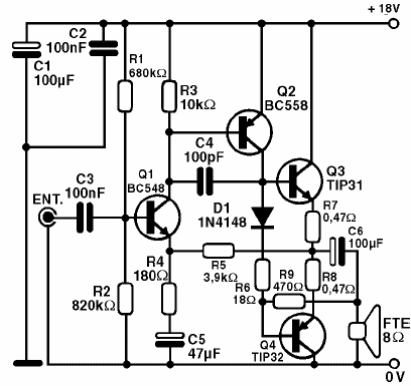    Figura 1 – Diagrama completo do amplificador
