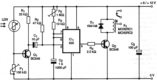    Figura 1 – Circuito completo do relé temporizado de luz
