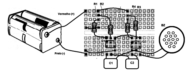 Figura 2 - Montagem na matriz de contatos
